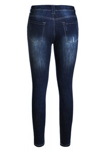 Medium Blue Wash Distressed Skinny Jeans