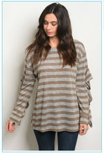 Load image into Gallery viewer, Brown Striped Blouse