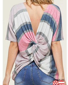 Striped Twisted Back Blouse