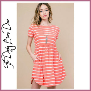 Striped Coral Dress