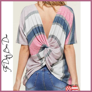 Striped Twisted Back Blouse