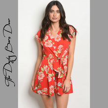 Load image into Gallery viewer, Red Floral Romper