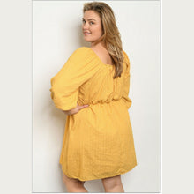 Load image into Gallery viewer, Plus Size Yellow High Waisted Dress